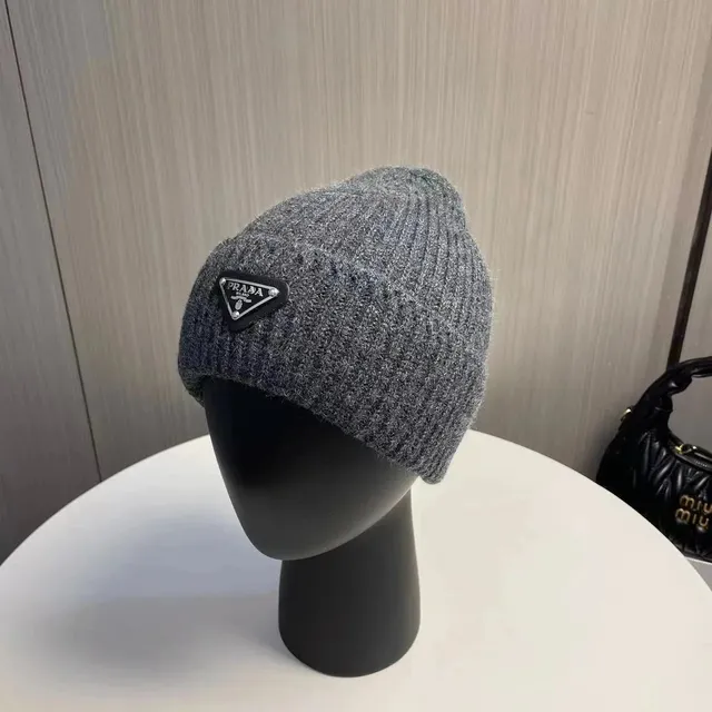 Prada Knit Beanie Triangle Logo