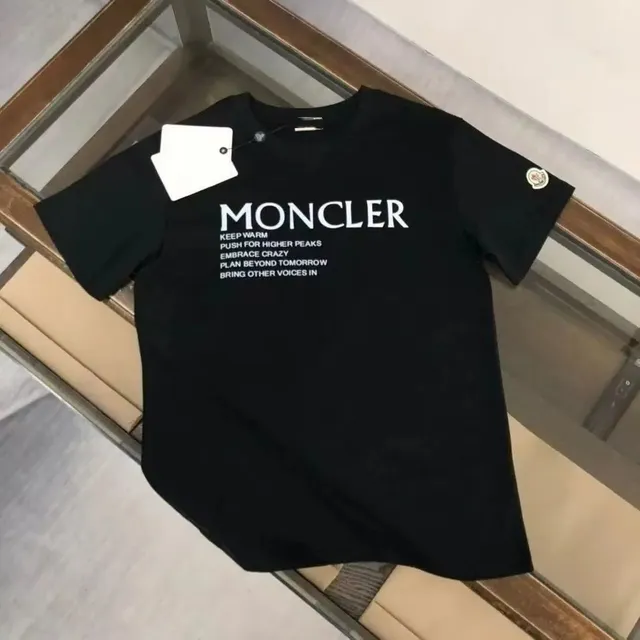 Moncler Logo Print T-Shirt Keep Warm Motto
