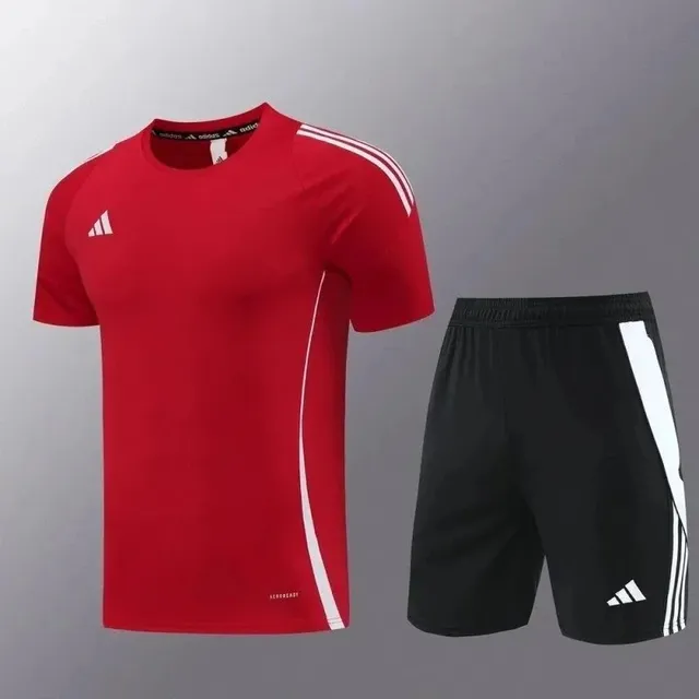 Adidas Training Set Red/Black with White Stripes