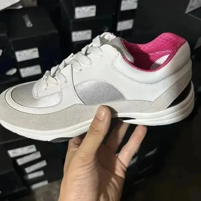 Chanel Sneaker Metallic Silver and Pink