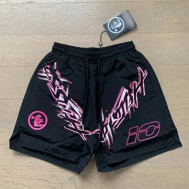 Hellstar Graphic Shorts Flame Logo Print