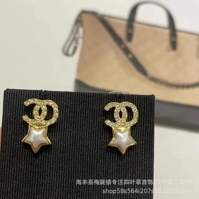 Chanel CC Star Earrings Crystal-Embellished Pearl Star