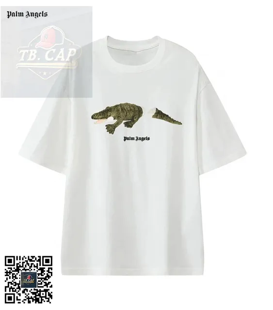 Palm Angels Crocodile Tee Olive Crocodile Print