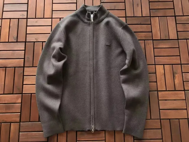 Lacoste Zip-Up Knit Sweater Classic Croc Logo