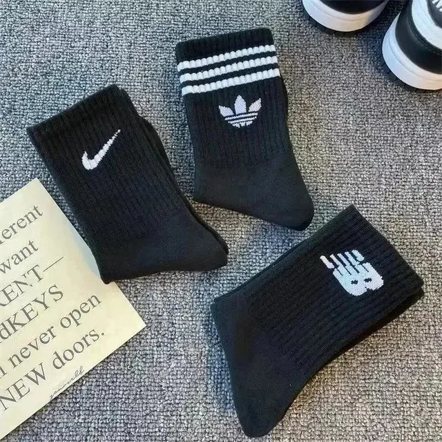 Adidas × Nike × New Balance Crew Socks Triple Stripe Logo
