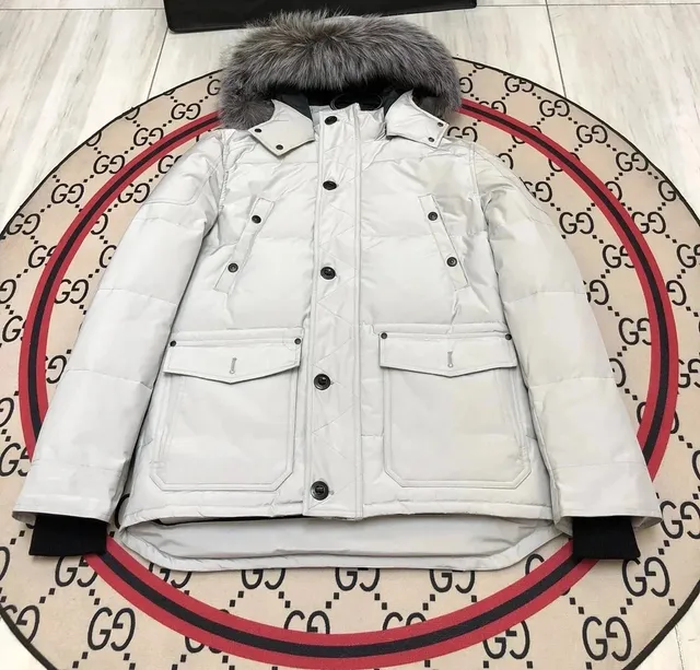 Gucci Puffer Jacket Fur-Trimmed Hood