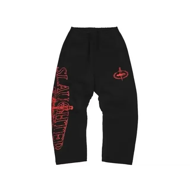 Corteiz × Slaughter Gang Slaughter Joggers Red Logo Print