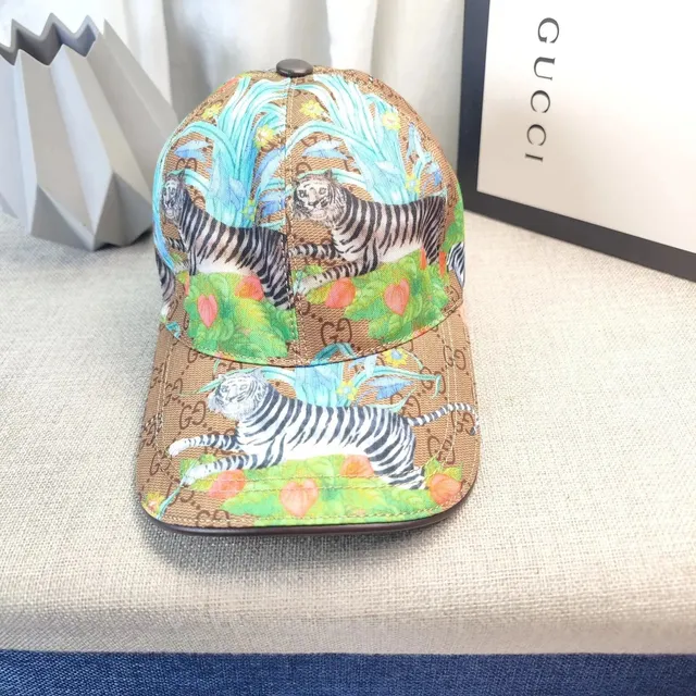 Gucci Baseball Cap Tiger Print GG Canvas