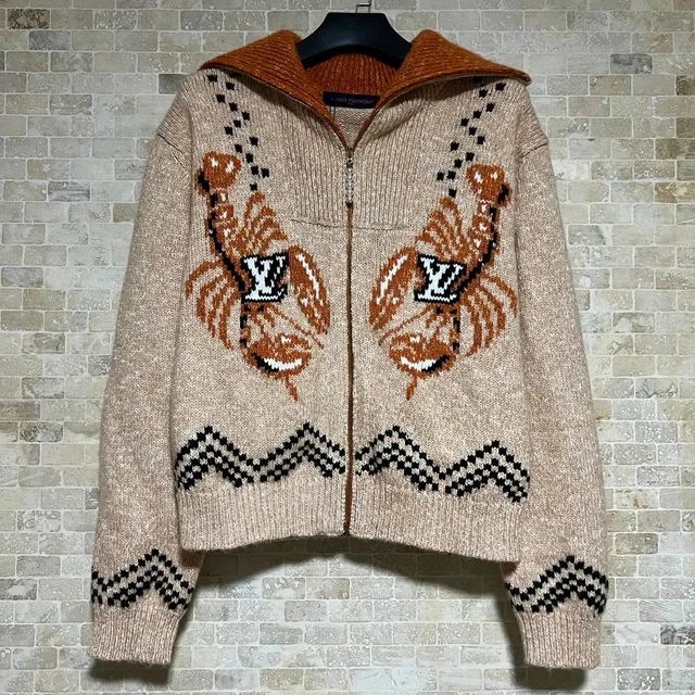 Louis Vuitton Zip-Up Knit Sweater Scorpion Intarsia