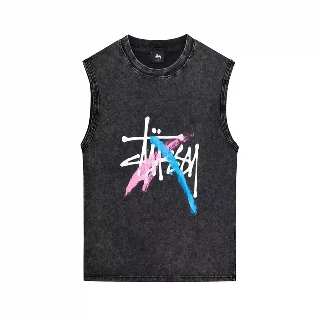Stüssy Sleeveless Tee Acid Wash with Graffiti Logo