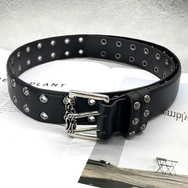 [point nail double pin buckle] croch ch holy sword heart belt