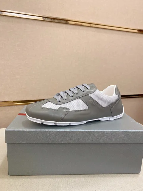 Prada Sneaker Grey and White Mesh-Leather
