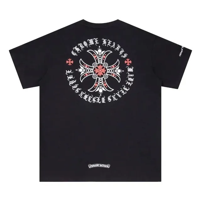 Chrome Hearts Cross Logo Tee Black with White and Red Graphic