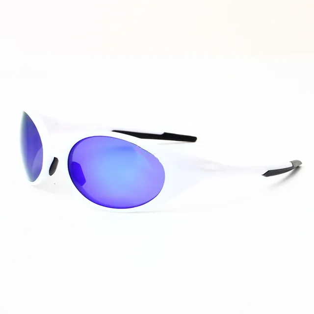 Oakley Sunglasses White Frame with Blue Mirror Lens