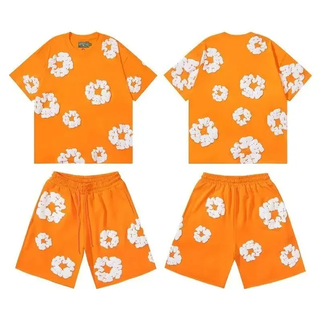 Denim Tears Scrunchie Print Set Orange with White Scrunchies