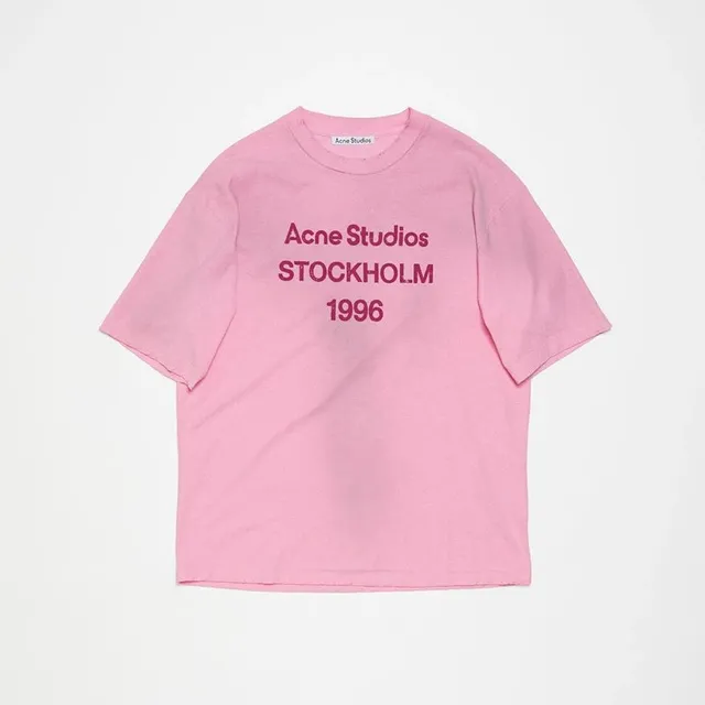 Acne Studios Stockholm 1996 Tee Pink Logo Print