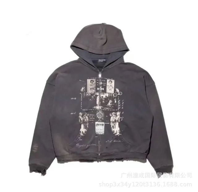 Gallery Dept. Zip-Up Hoodie Distressed Photo Print