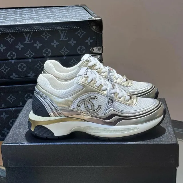 Chanel Trainer Metallic Silver Gold