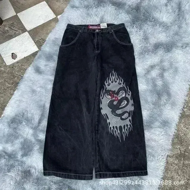 JNCO Wide-Leg Jeans Flame Snake Embroidery