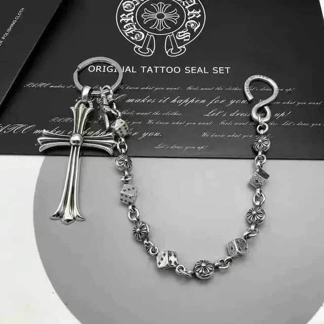 Chrome Hearts Tattoo Seal Keychain Set Cross and Dice Charm