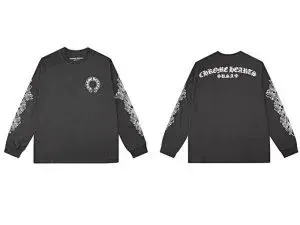 Chrome Hearts Long-Sleeve Tee Ornate Sleeve Print
