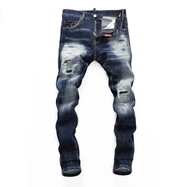 Dsquared2 Distressed Slim Fit Jeans Heavy Ripped Wash