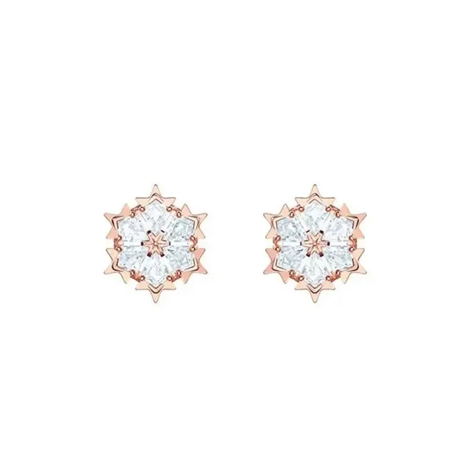 Swarovski Hardwear Snowflake Earrings Rose Gold with Clear Crystals