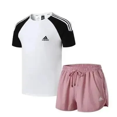 Adidas Sportswear Set Raglan Tee and Mesh Shorts