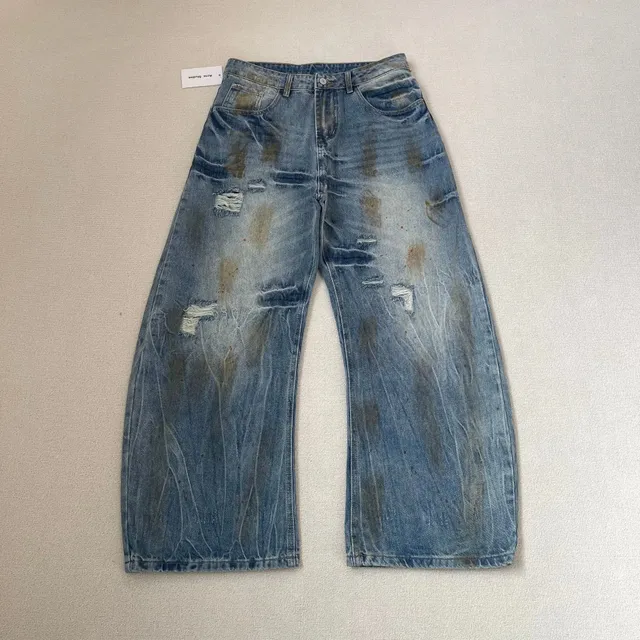 Acne Studios Distressed Wide-Leg Jeans Washed & Paint-Splattered
