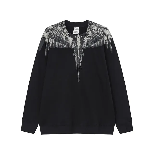 Marcelo Burlon Wings Sweatshirt Black with Grey Wings Print