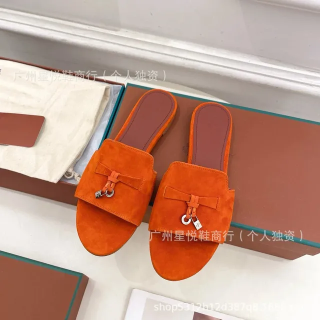 Hermès Oran Slide Suede with Padlock Detail