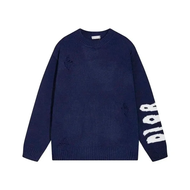 Dior Knit Sweater Distressed Logo Sleeve