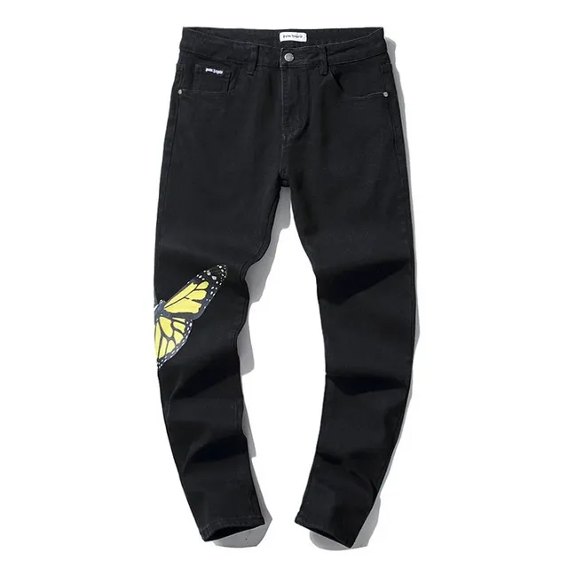 Palm Angels Butterfly Jeans Yellow Butterfly Print