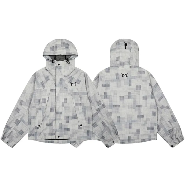 Gallery Dept. Grid Print Hooded Jacket Pixel Grid