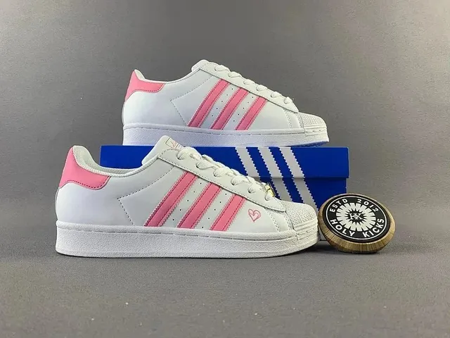 Adidas Superstar White Pink Heart