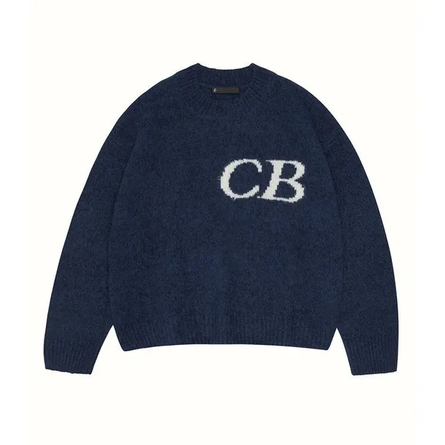 Cole Buxton CB Logo Knit Sweater Contrast Logo