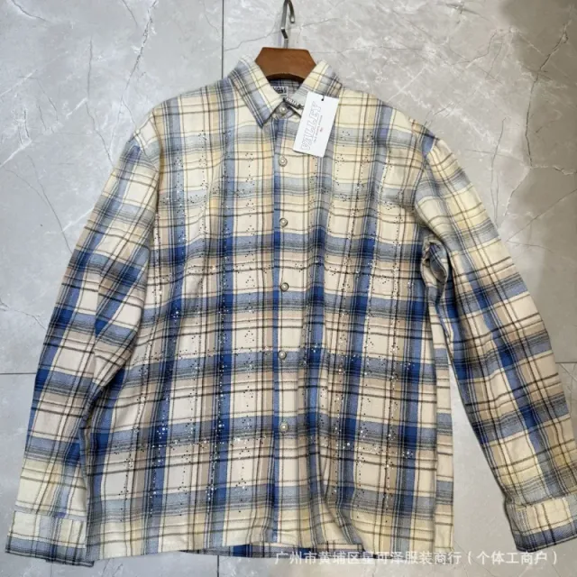Valentino Long-Sleeve Shirt Crystal-Embellished Plaid