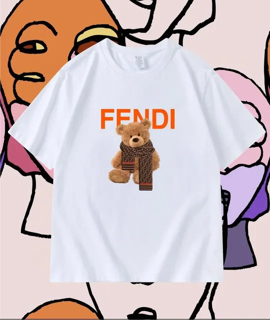 Fendi Graphic Tee Teddy Bear with FF Scarf