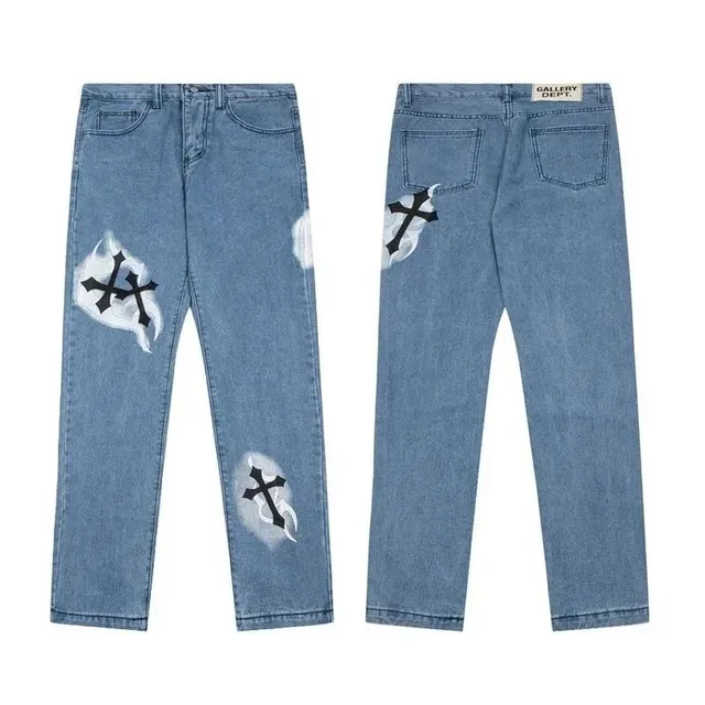 Gallery Dept. Cross Flame Jeans Black Cross with Flame Print