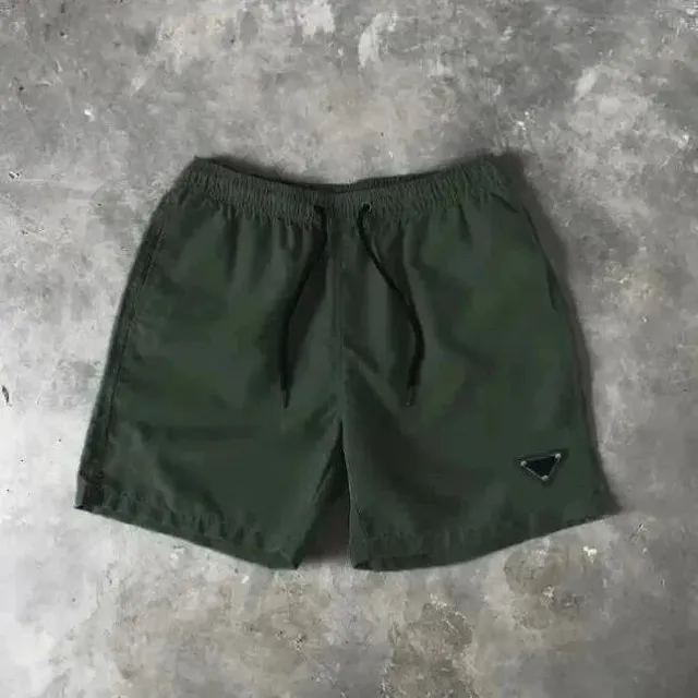 Prada Logo-Embroidered Shorts Olive Green