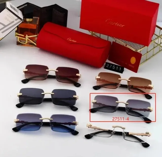 Cartier Sunglasses Square Frame with Gold Accents
