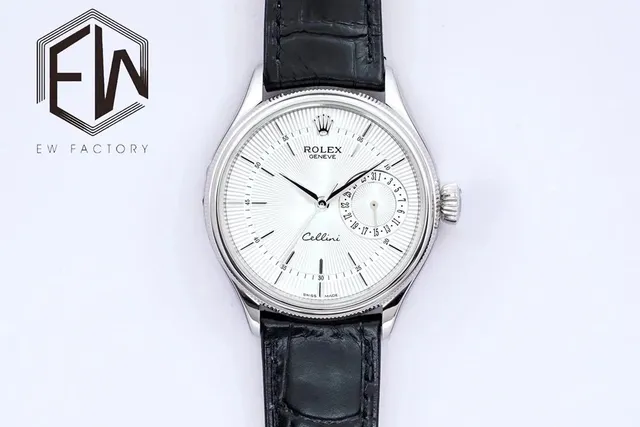 Rolex Cellini Time Silver Dial with Black Alligator Strap