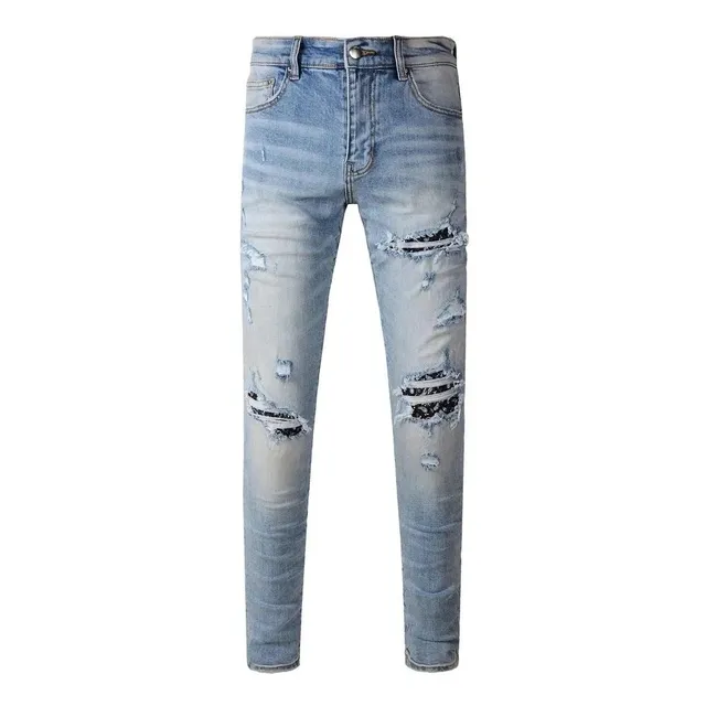 Distressed Slim Fit Jeans Light Wash Ripped