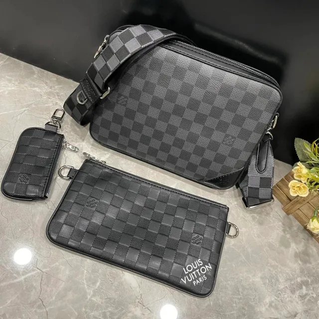 Louis Vuitton Damier Graphite Camera Bag Set Checkered Monogram