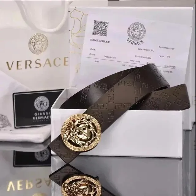 Versace Medusa Belt Brown Leather with Gold Medusa Buckle