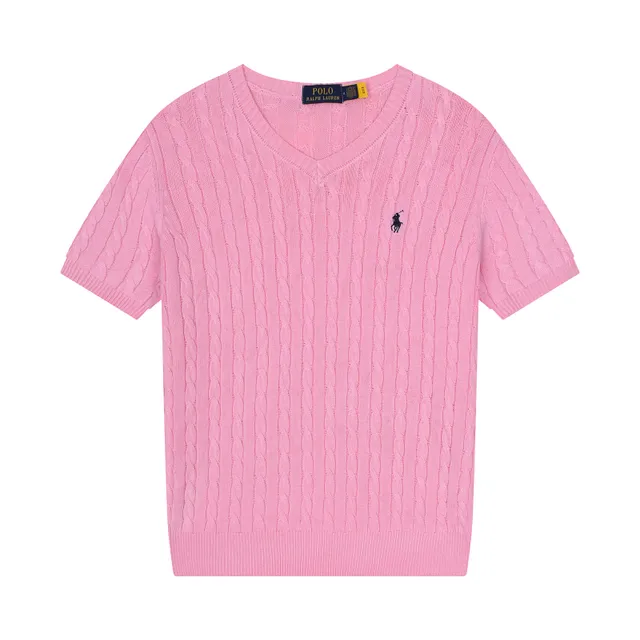 Polo Ralph Lauren Cable Knit V-Neck Pink