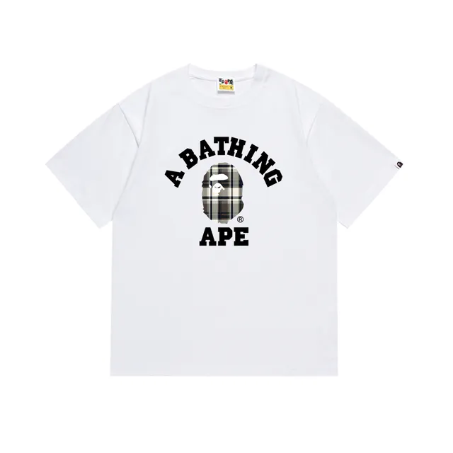 BAPE College Tee Plaid Ape Head
