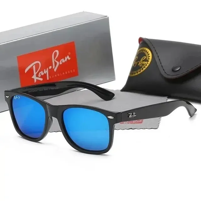 Ray-Ban Wayfarer Black Frame Blue Mirror Lens