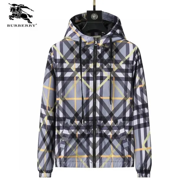 Burberry Check Print Hooded Jacket Classic Check with Yellow Accents