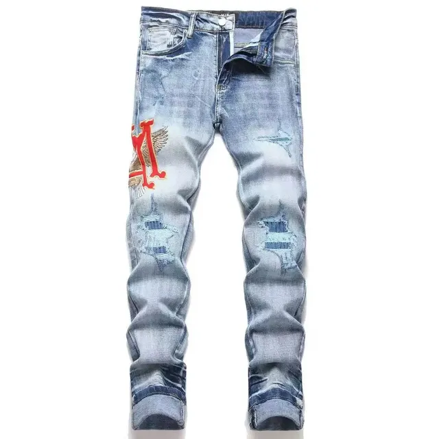 Amiri Distressed Jeans Embroidered Eagle